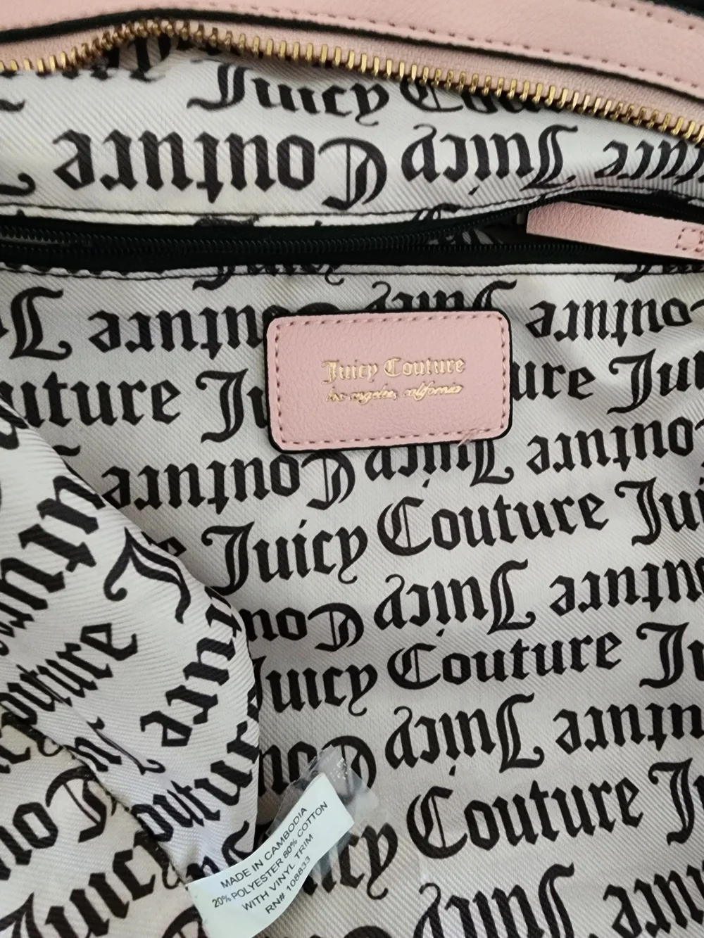 Juicy Couture Black and Pink Hobo Bag with Heart Coin Pouch